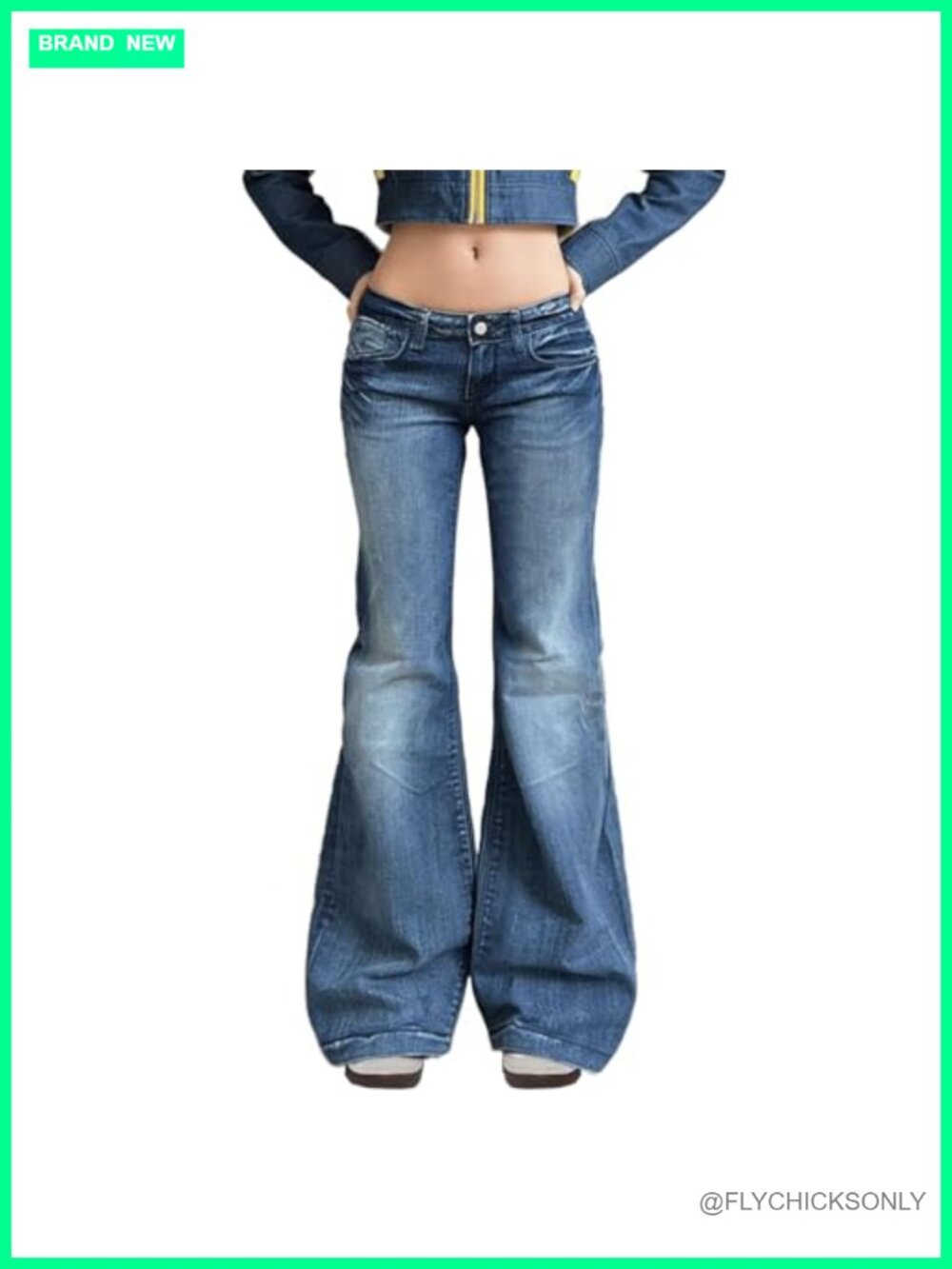 Women's Low Waisted Flared Stretch Denim Bell Bottom Jeans